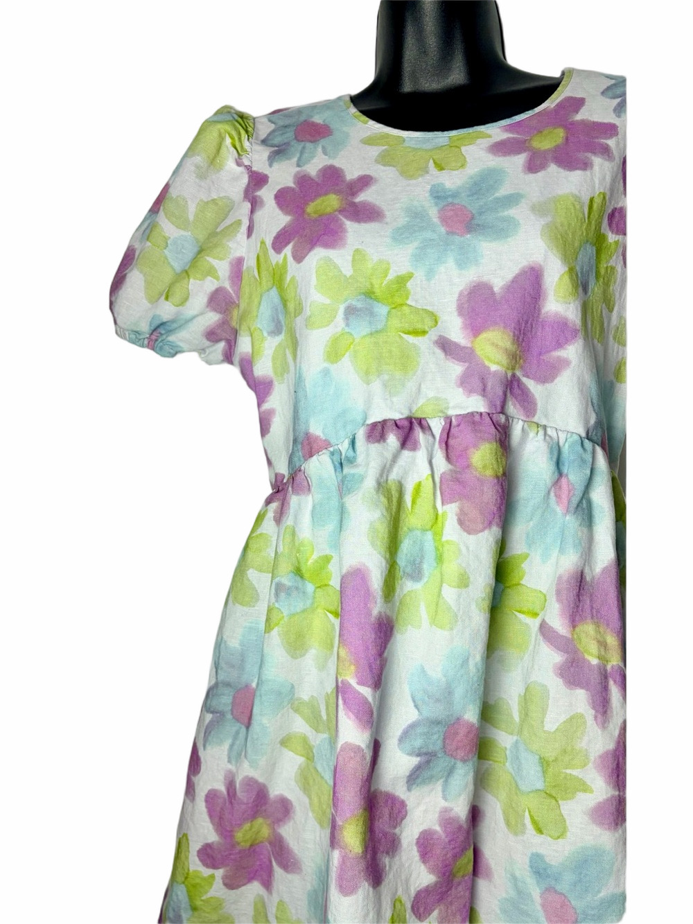 Sunday Best Aritzia Saida Pastel Floral Criss Cross Back Linen Blend Dress - Picture 8 of 10